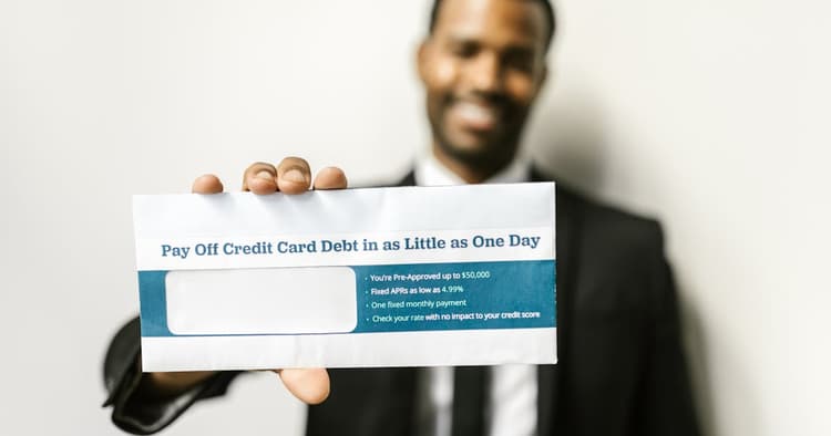 Person reviewing credit report and mortgage documents for home purchase